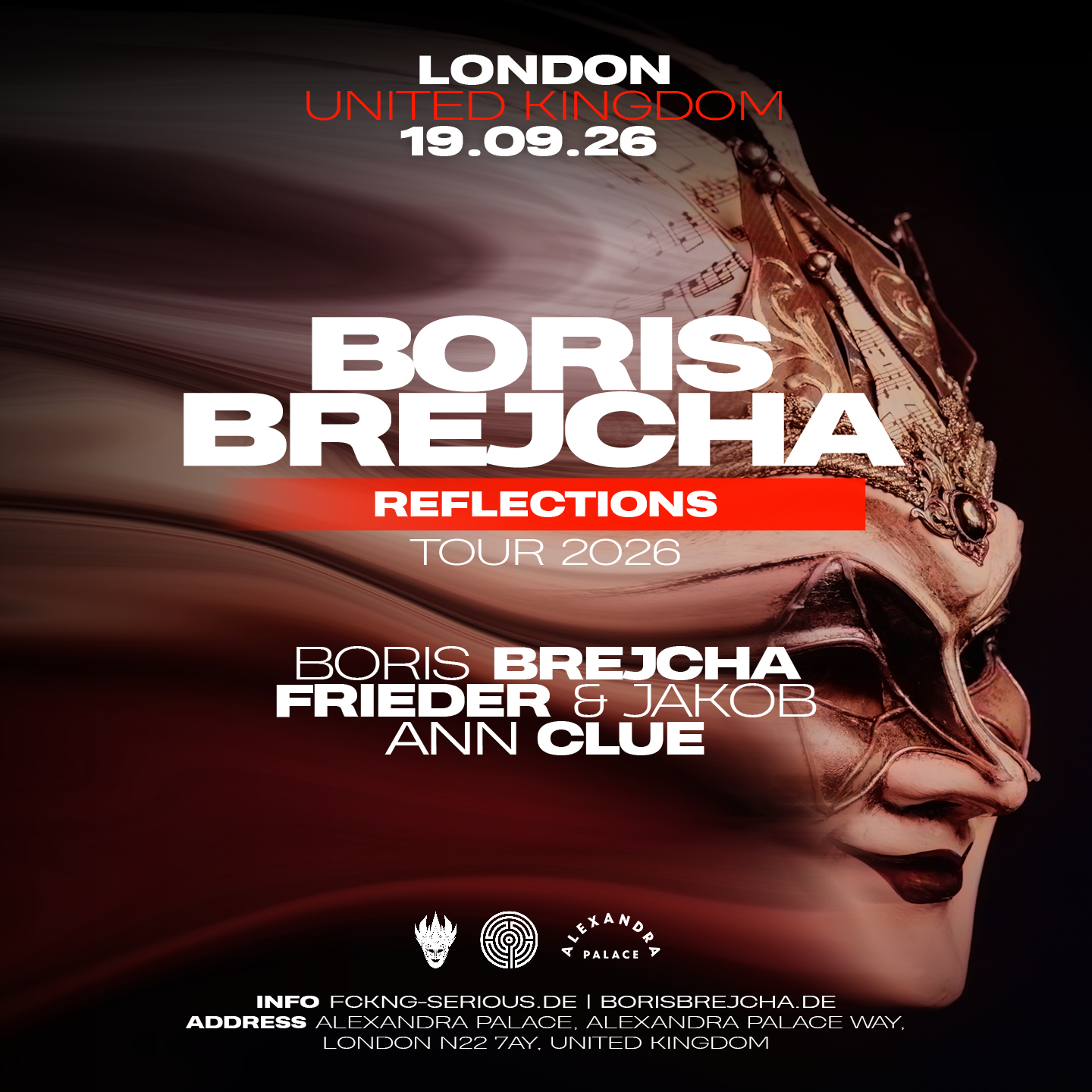 Boris Brejcha Reflections tour - Alexandra Palace - 19 Sep 2026