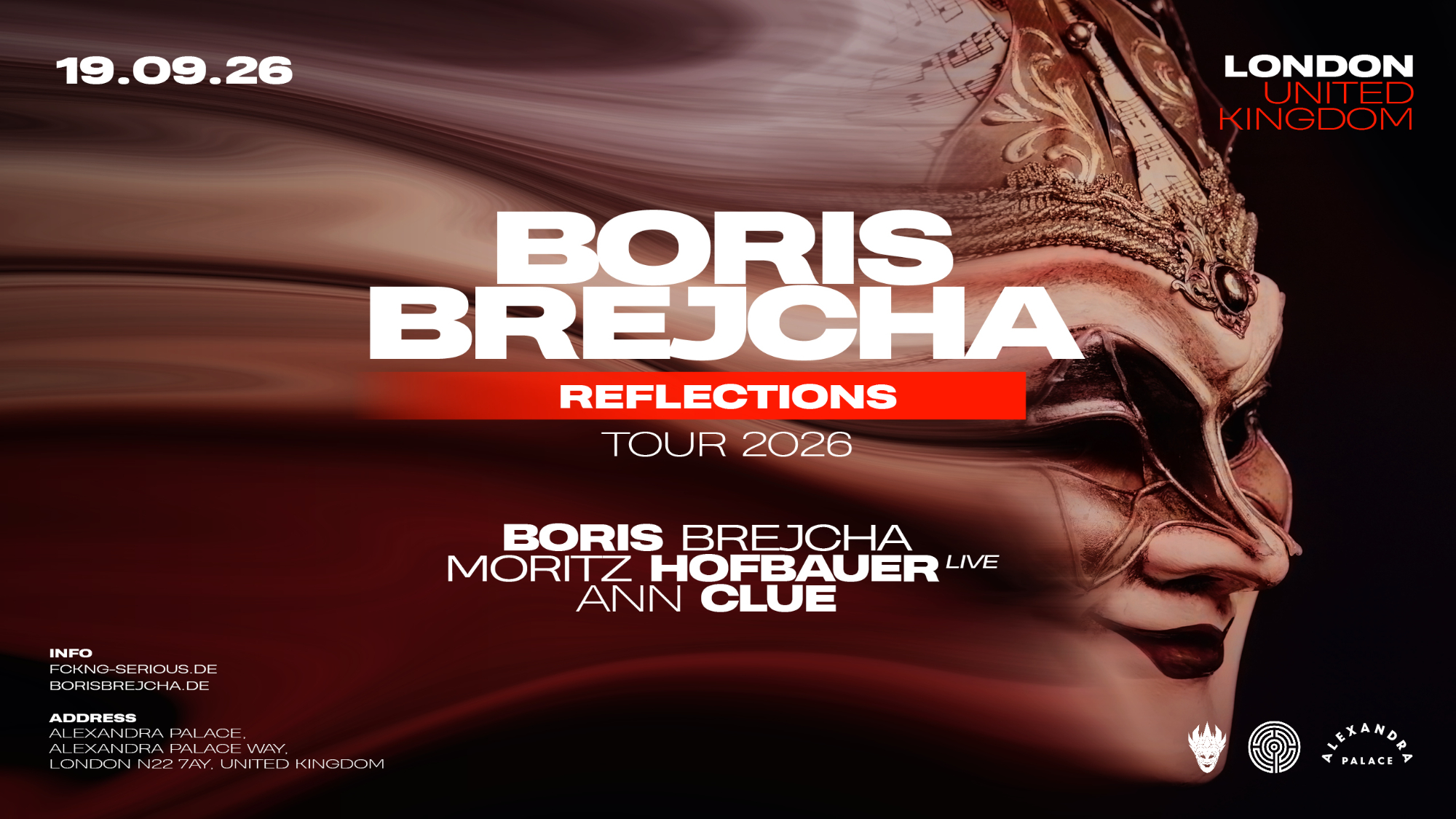 Boris Brejcha Reflections tour - Alexandra Palace  - 19 Sep 2026