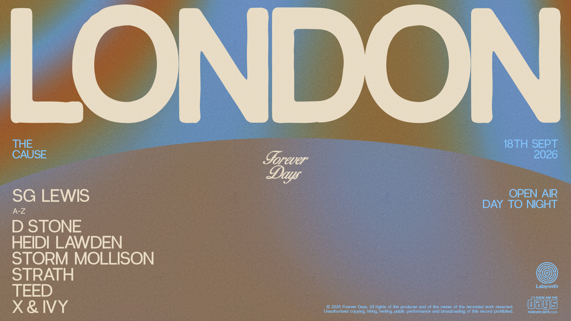 SG Lewis presents Forever Days - The Cause - dock road - 18 Sep 2026